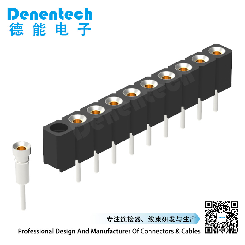 Denentech professional factory 2.54MM machined female header H4.20xW2.54 single row straight female connector 